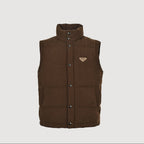 Prada Triangle Logo Down Vest — Dark Brown