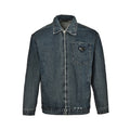 Prada Vintage-Wash Denim Zip Jacket — Charcoal Black