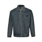 Prada Vintage-Wash Denim Zip Jacket — Charcoal Black