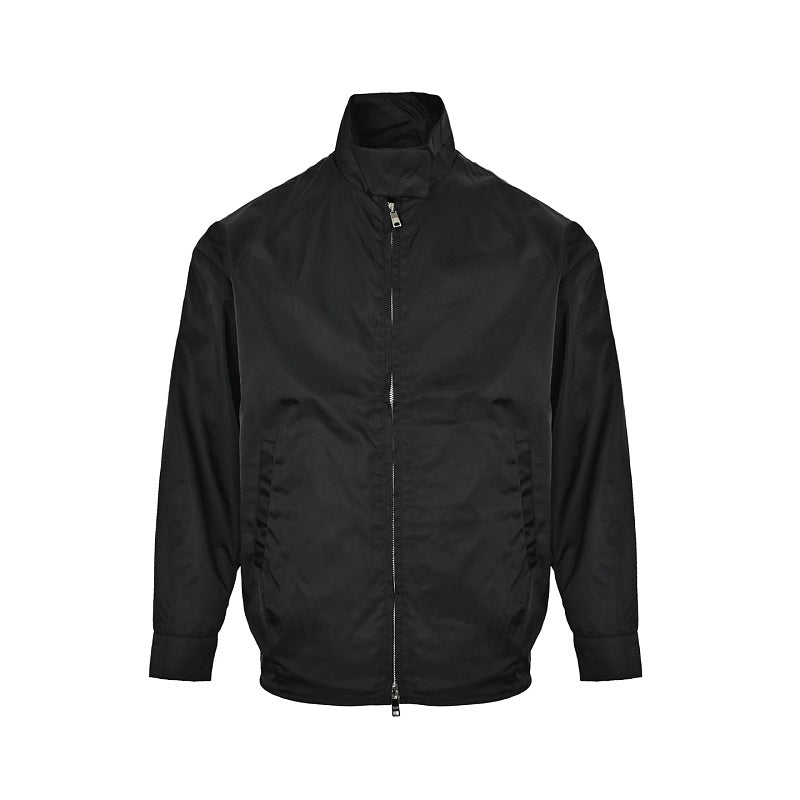 Prada Stand-Collar Two-Way Zip Jacket — Black