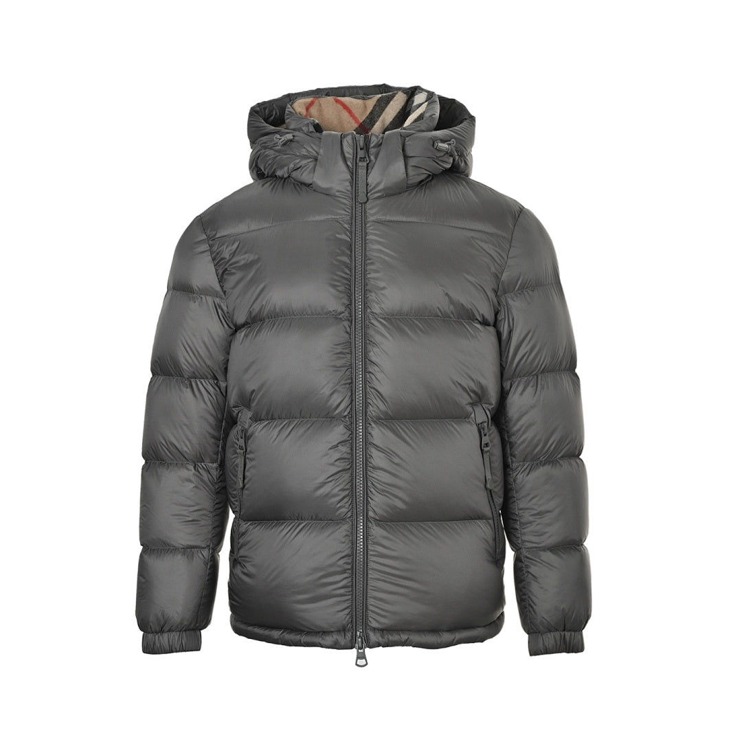 Burberry Hooded Down Jacket — Olive Green, Vintage Check Hood Lining