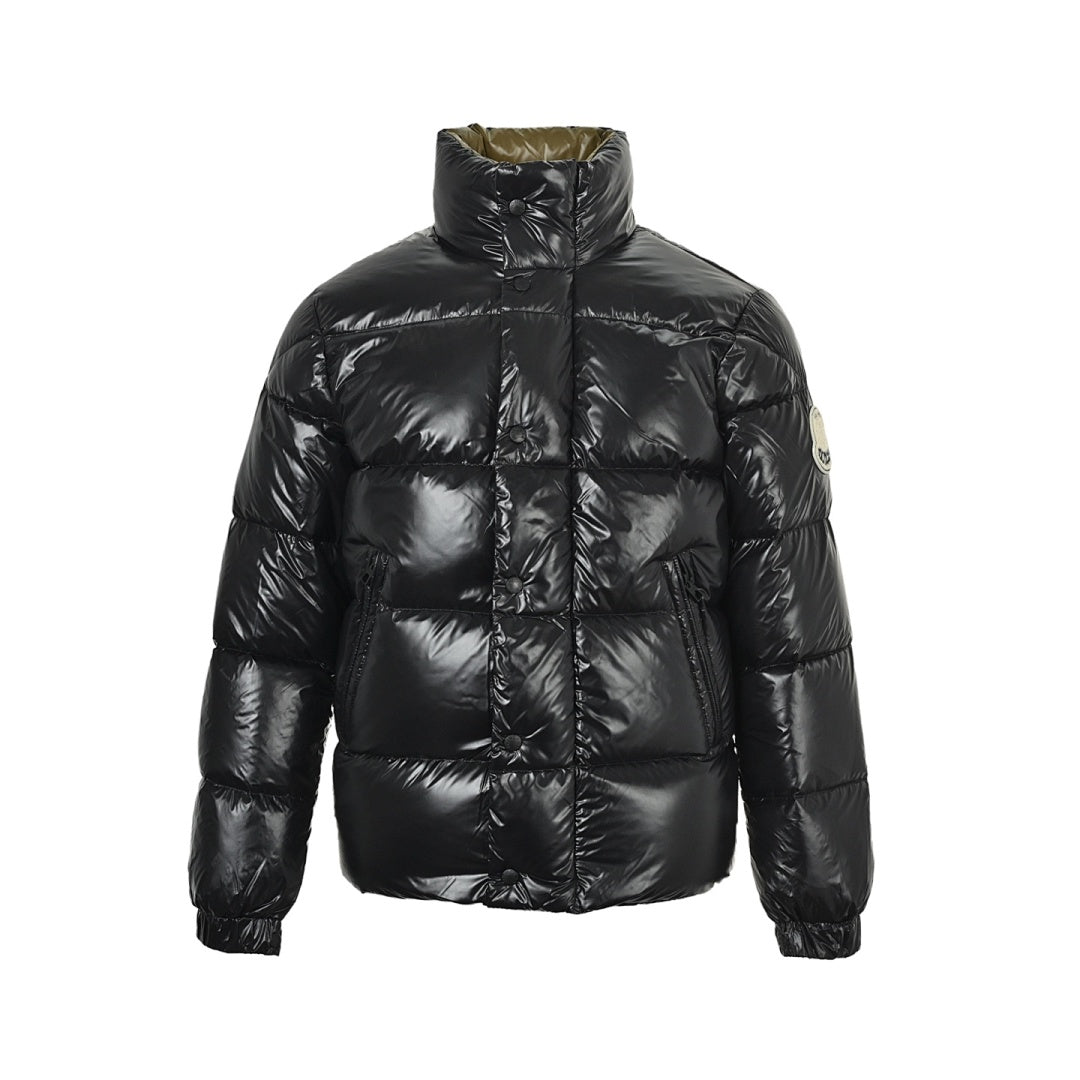 Moncler Reversible Glossy Down Jacket — Stand Collar Double Zipper