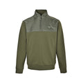 Prada Contrast-Yoke Quarter-Zip Pullover — Olive
