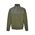 Prada Contrast-Yoke Quarter-Zip Pullover — Olive