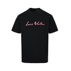 Louis Vuitton Script Signature Embroidered T-Shirt — Black / Rose