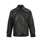 Prada Glossy Snap-Front Shirt Jacket — Black