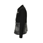 Prada Denim-Panel Zip Jacket — Black / Washed Grey
