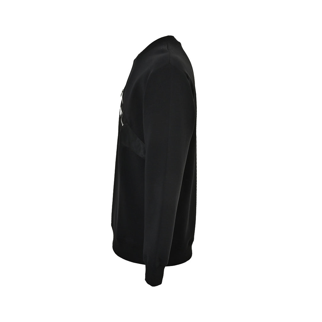 Prada Asymmetric Zip-Panel Sweatshirt — Black