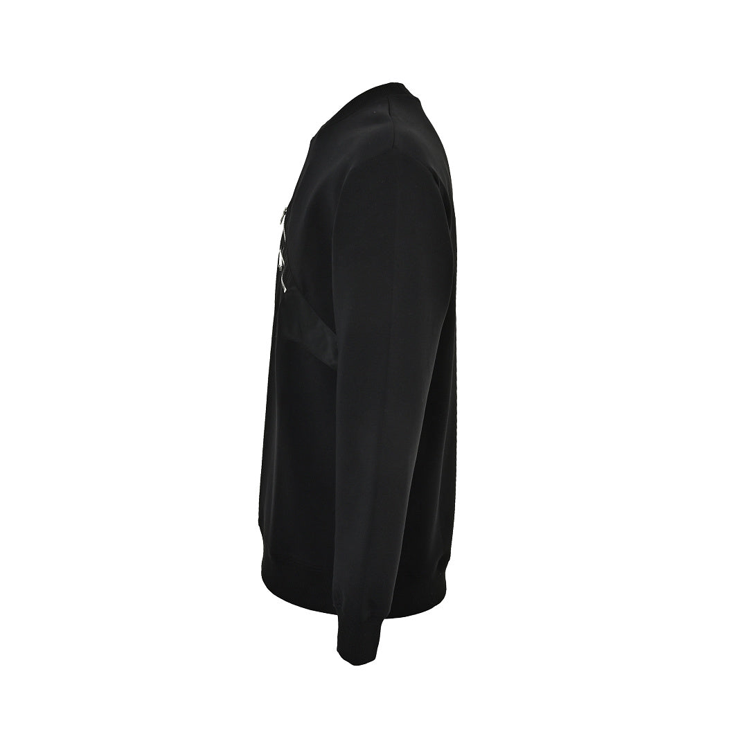 Prada Asymmetric Zip-Panel Sweatshirt — Black