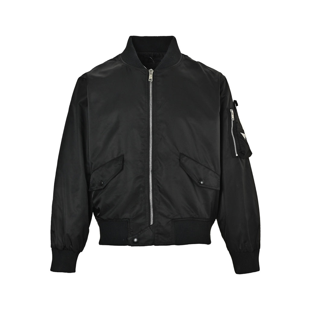 Prada Utility Bomber Jacket with Triangle Logo — Black