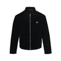 Prada Triangle Logo Stand-Collar Zip Jacket — Black