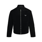 Prada Triangle Logo Stand-Collar Zip Jacket — Black