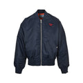 Prada Logo Bomber Jacket with Contrast Lining — Navy