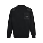 Prada Contrast-Pocket Crewneck Sweatshirt — Black