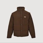 Prada Triangle Logo Down Vest — Dark Brown