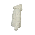 Moncler Hooded Down Jacket — Matte Cream, Zip Chest Pockets