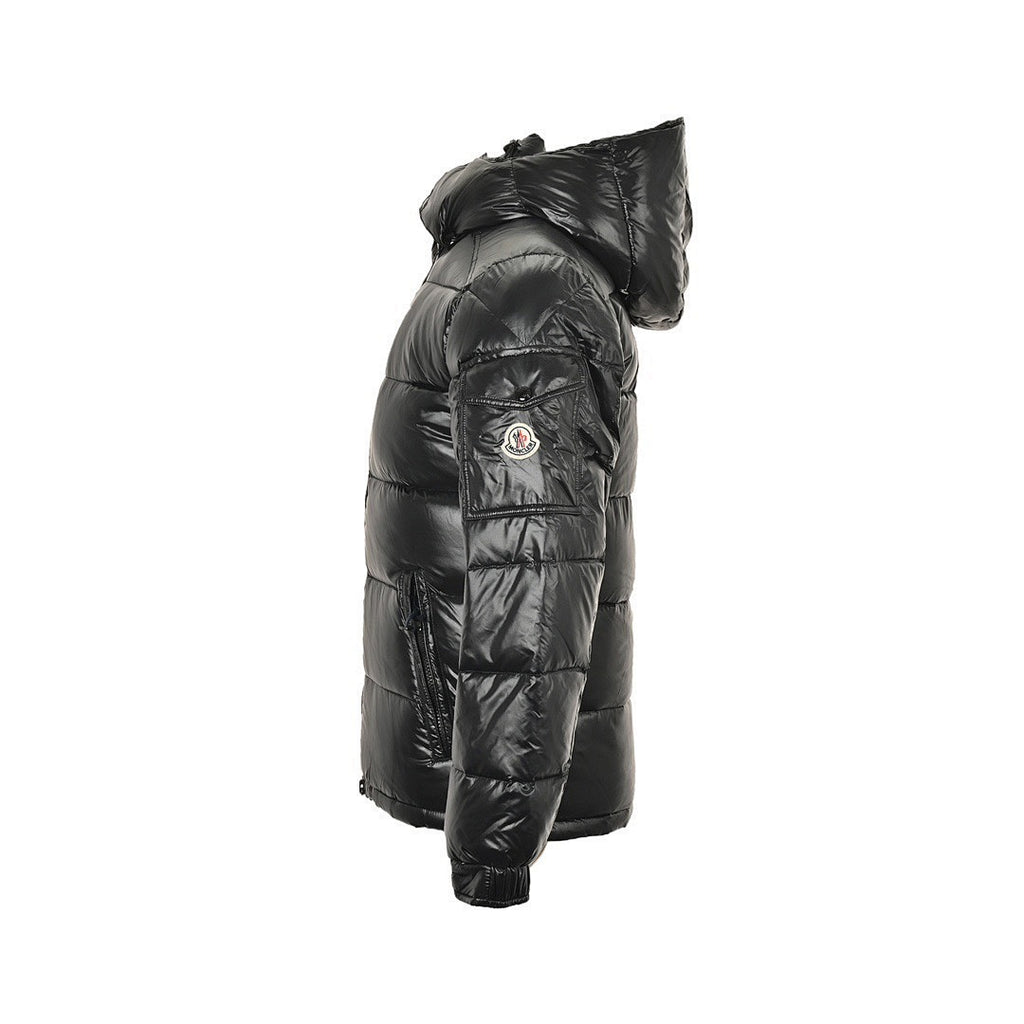 Moncler Glossy Hooded Down Jacket — Single Zip Front