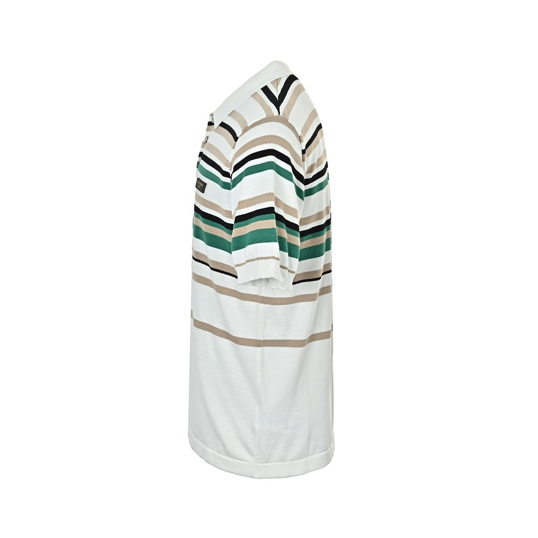 Louis Vuitton 26SS Leather Tab Stripe & Checkerboard Knit Polo Shirt — Dark Edition