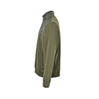 Prada Contrast-Yoke Quarter-Zip Pullover — Olive