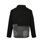 Prada Denim-Panel Zip Jacket — Black / Washed Grey