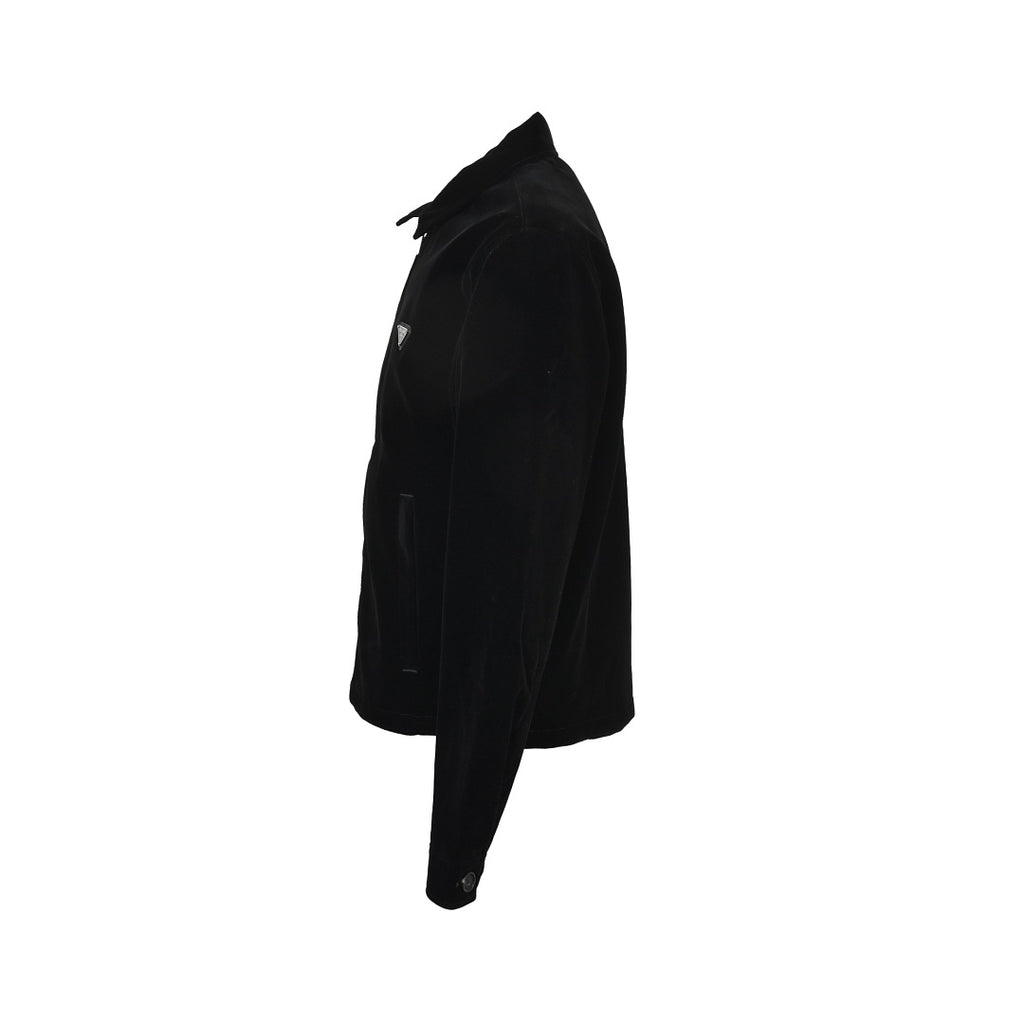 Prada Triangle Logo Stand-Collar Zip Jacket — Black