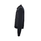 Prada Mixed-Material Triangle Logo Zip Jacket — Black