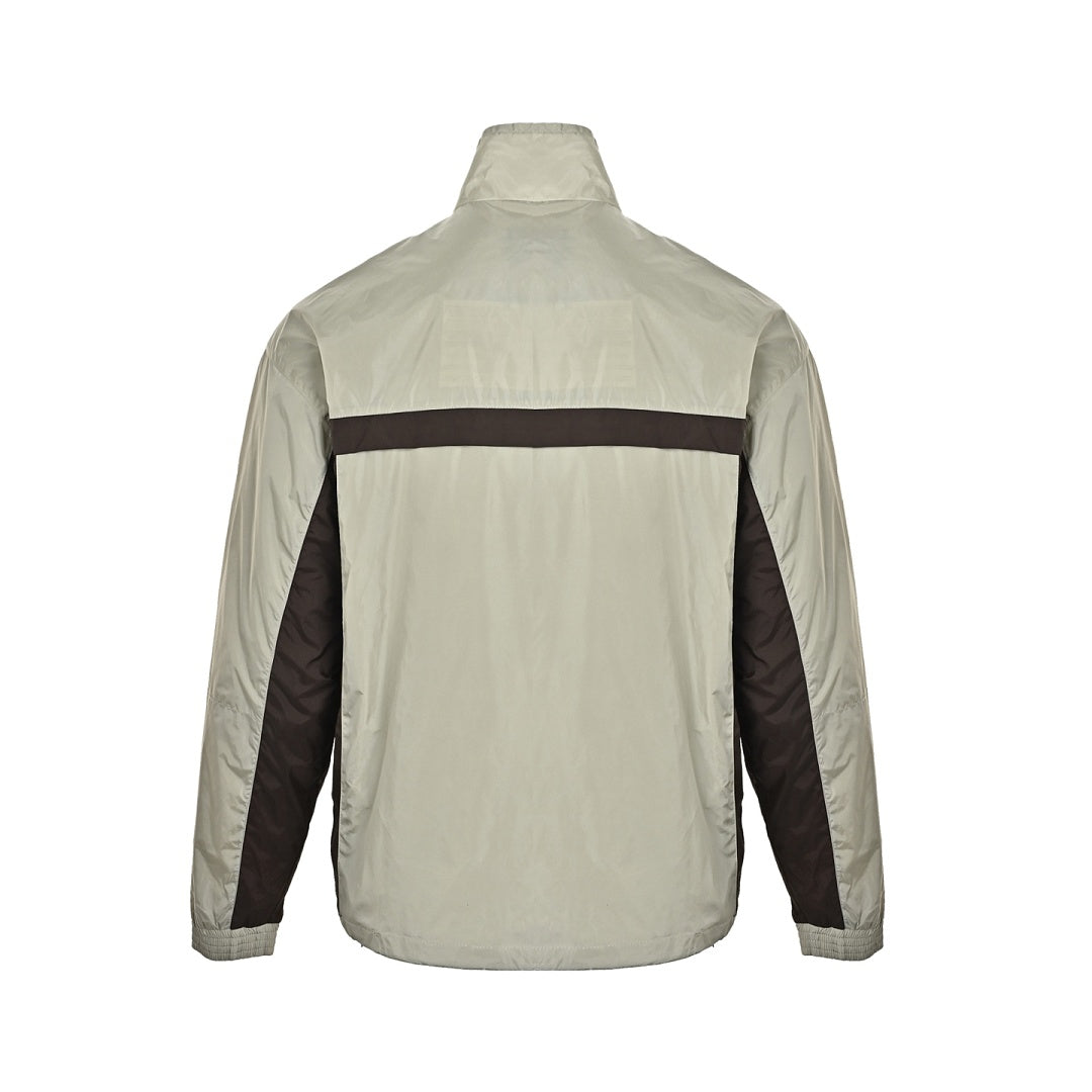 Prada Contrast-Panel Zip Jacket — Light Grey