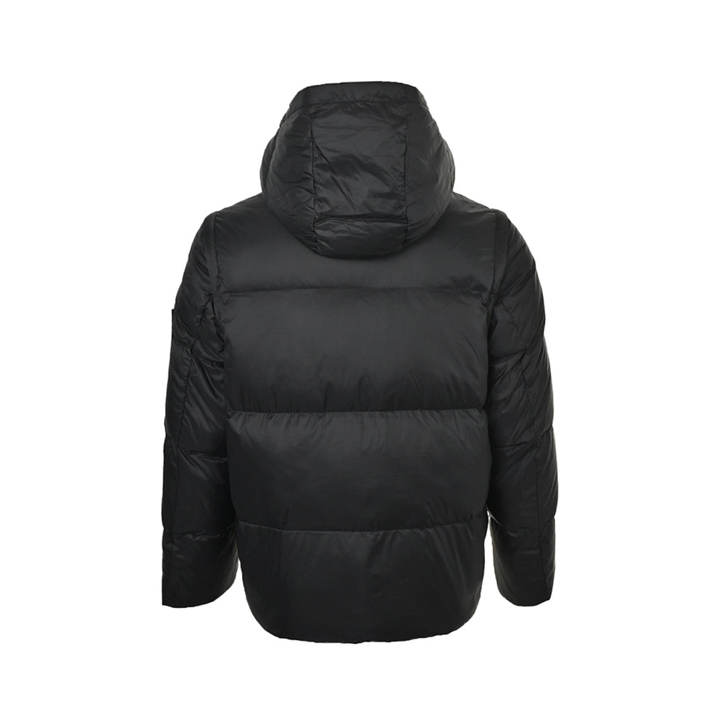 Fendi Hooded Down Jacket — Black, Yellow Logo Badge