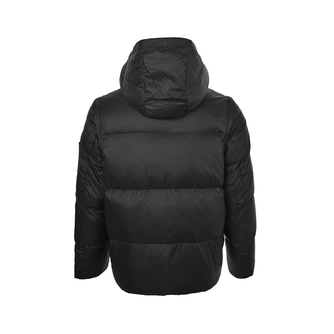 Fendi Hooded Down Jacket — Black, Yellow Logo Badge