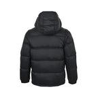 Moncler Matte Hooded Down Jacket — Oversized Logo Badge Snap Front