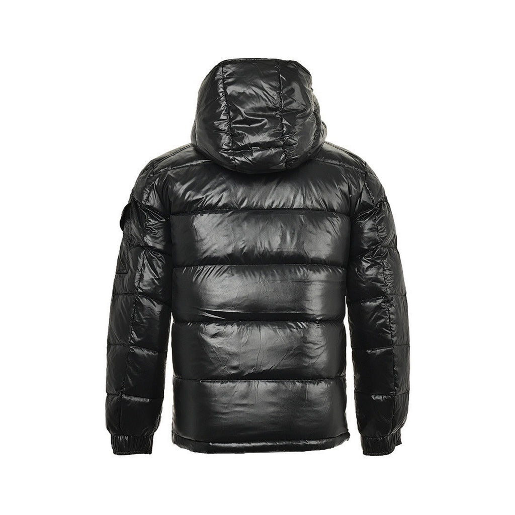 Moncler Glossy Hooded Down Jacket — Single Zip Front