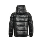 Moncler Glossy Hooded Down Jacket — Single Zip Front