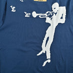 Louis Vuitton Cloud & Jazz Trumpet Silhouette Jacquard Knit Short-Sleeve Top