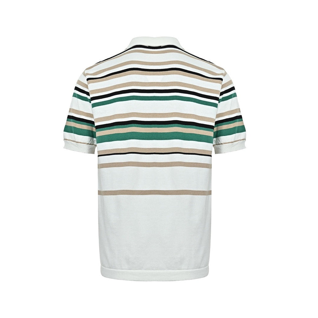 Louis Vuitton 26SS Leather Tab Stripe & Checkerboard Knit Polo Shirt — Dark Edition