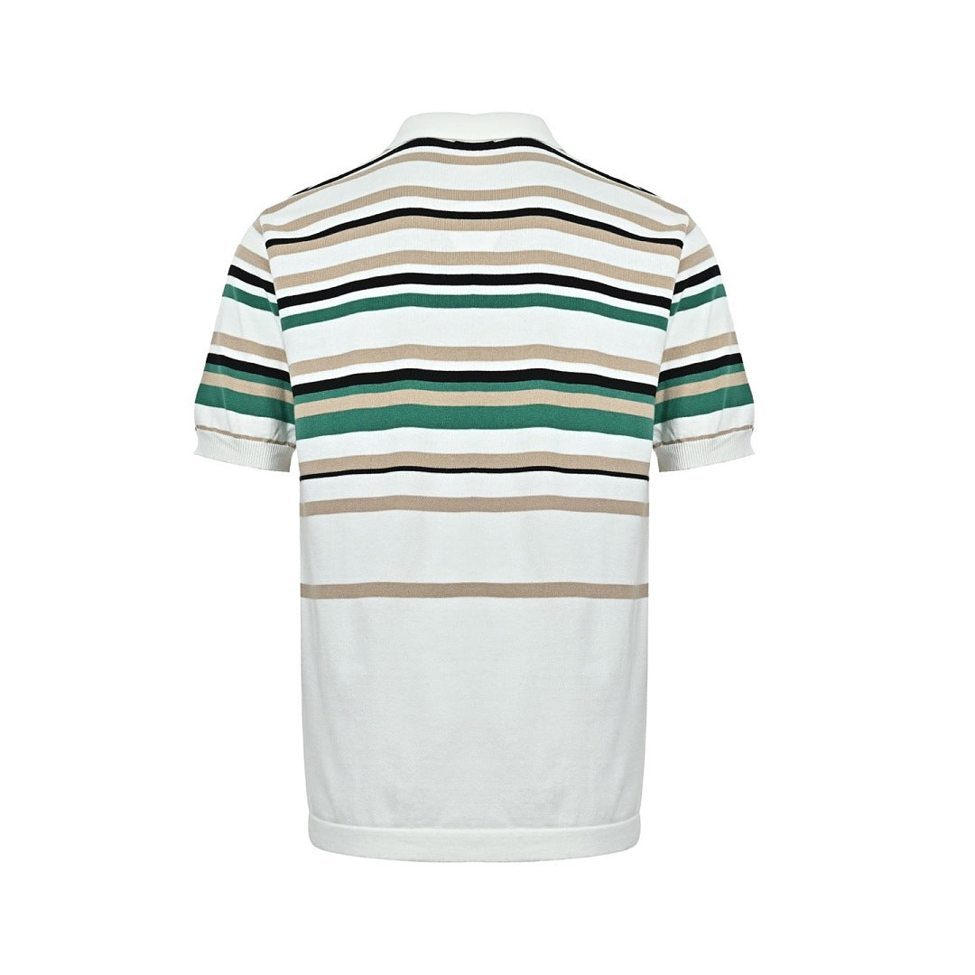 Louis Vuitton 26SS Leather Tab Stripe & Checkerboard Knit Polo Shirt — Dark Edition