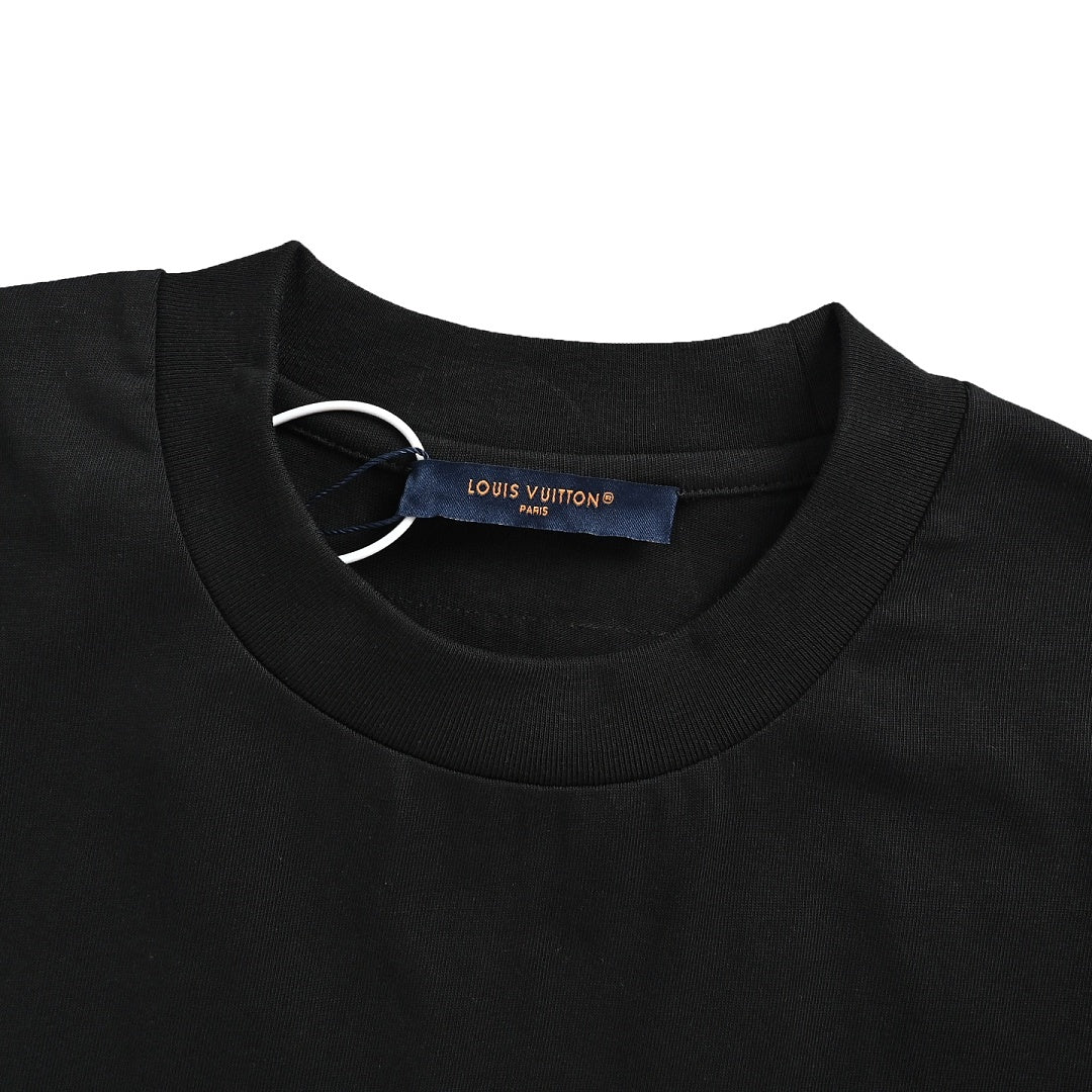 Louis Vuitton Blue & White Graffiti Logo Front & Back Print T-Shirt