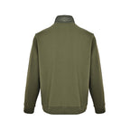 Prada Contrast-Yoke Quarter-Zip Pullover — Olive
