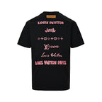 Louis Vuitton Script Signature Embroidered T-Shirt — Black / Rose