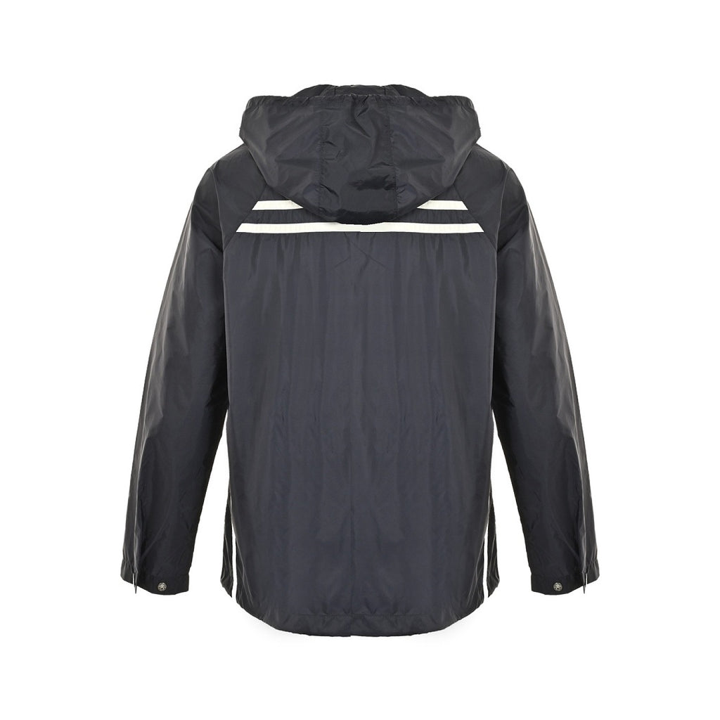 Prada Double-Stripe Hooded Zip Jacket — Black