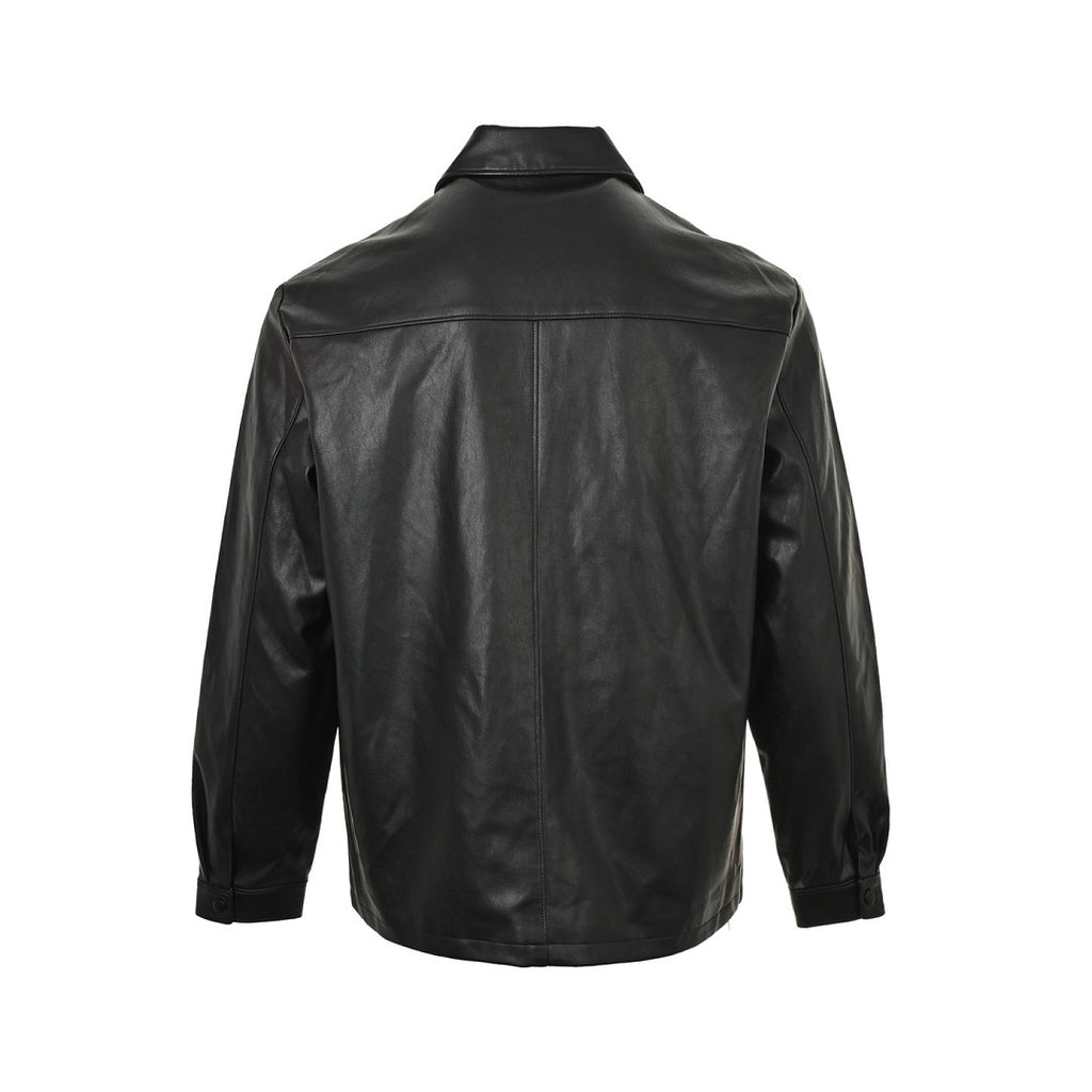 Prada Glossy Snap-Front Shirt Jacket — Black