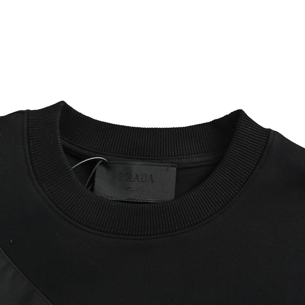 Prada Asymmetric Zip-Panel Sweatshirt — Black