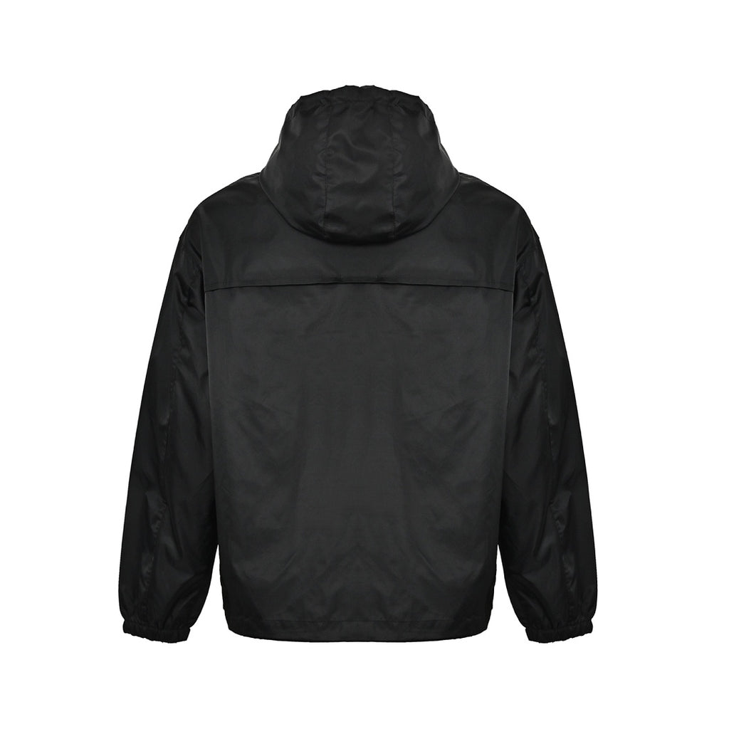 Prada Tonal Logo Hooded Zip Jacket — Black
