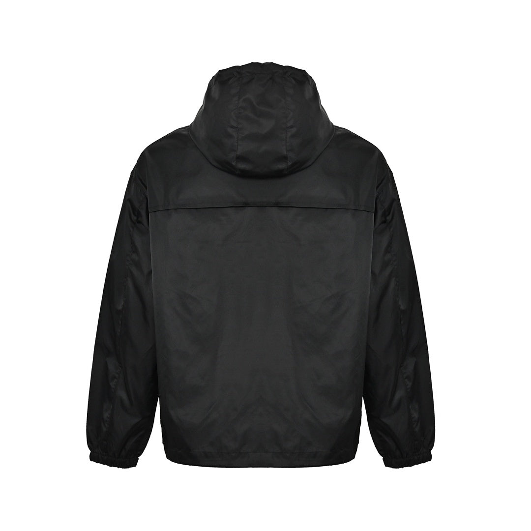 Prada Tonal Logo Hooded Zip Jacket — Black