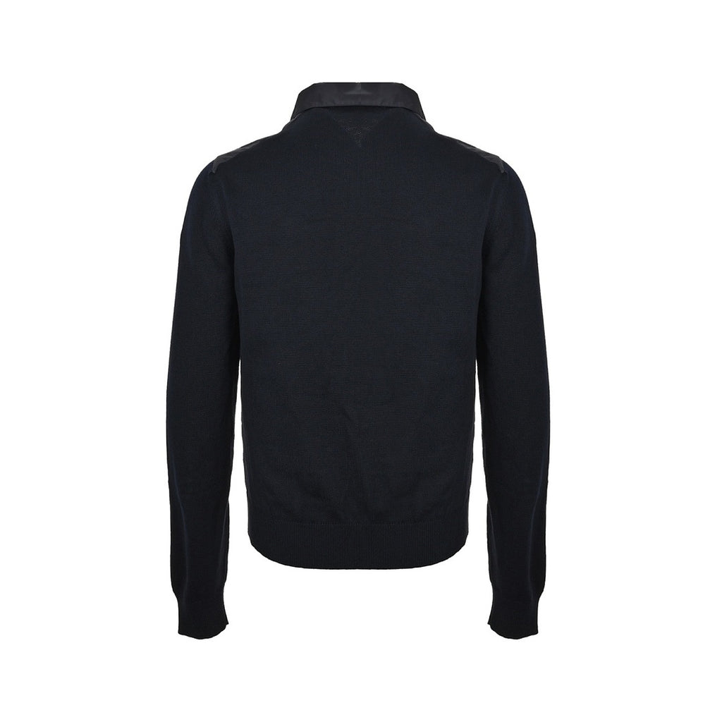 Prada Mixed-Material Triangle Logo Zip Jacket — Black