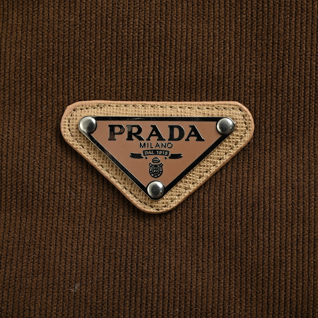 Prada Triangle Logo Down Vest — Dark Brown