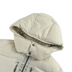 Moncler Hooded Down Jacket — Matte Cream, Zip Chest Pockets