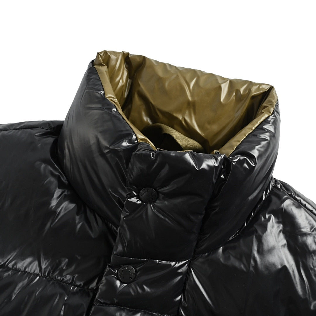 Moncler Reversible Glossy Down Jacket — Stand Collar Double Zipper