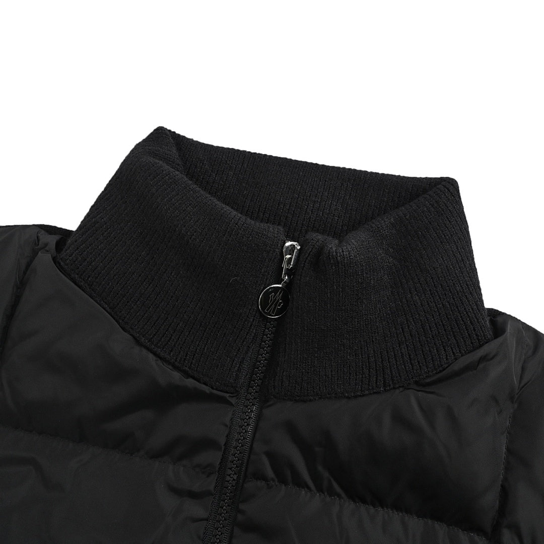 Moncler Hybrid Quilted Jacket — Knit Sleeve, Double Zip Small version