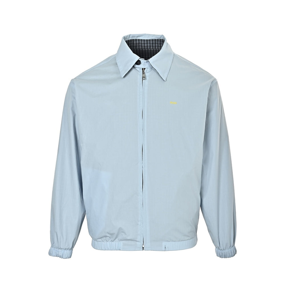 Prada Reversible Check Zip Jacket — Grey / Light Blue