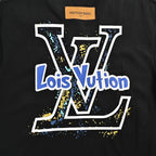 Louis Vuitton Blue & White Graffiti Logo Front & Back Print T-Shirt